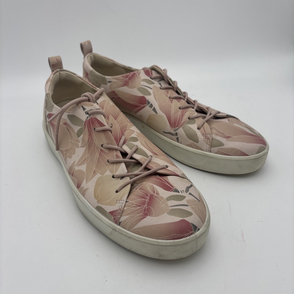 Ecco Soft 7 Slip On Shoes‎ Women US 10 EU 41 Pink  Floral Soft Leather Sneakers